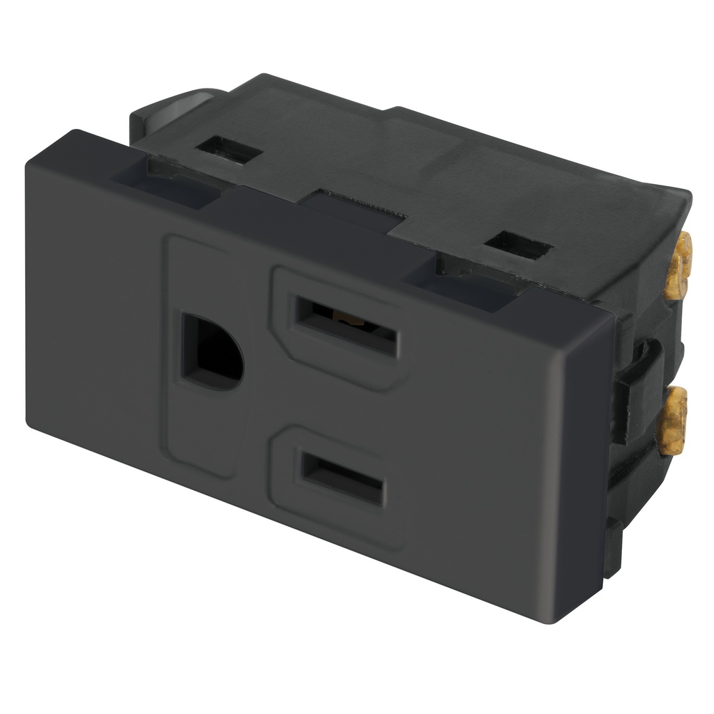 Contacto aterrizado, 1 módulo, línea Española, color negro COA-EN