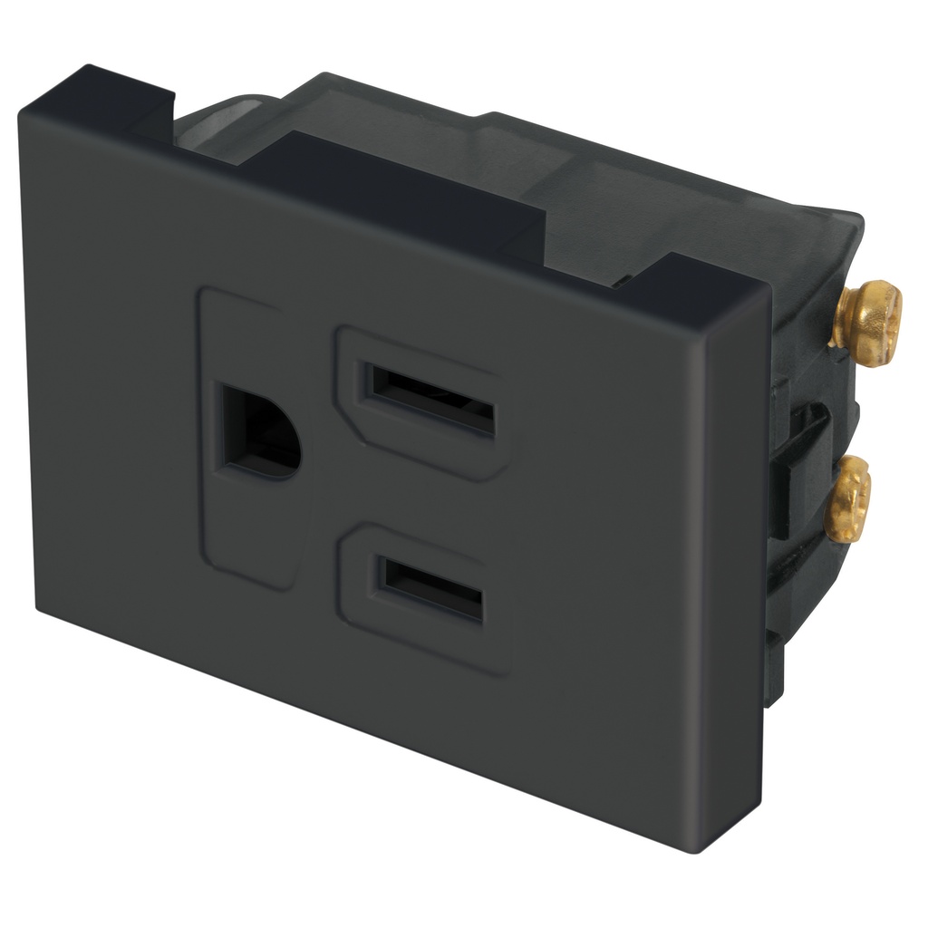 Contacto aterrizado, 1.5 módulos, línea Española, negro COA15-EN