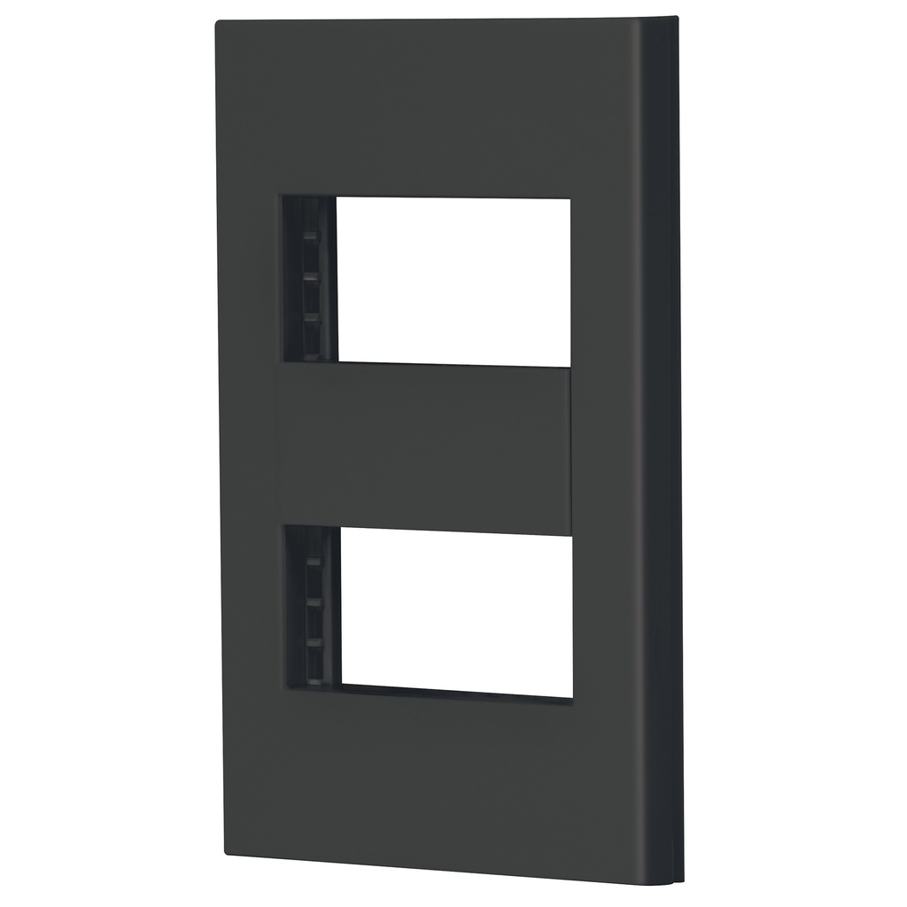 Placa 2 ventanas, 1 módulo, línea Española, color negro PPDO-EN