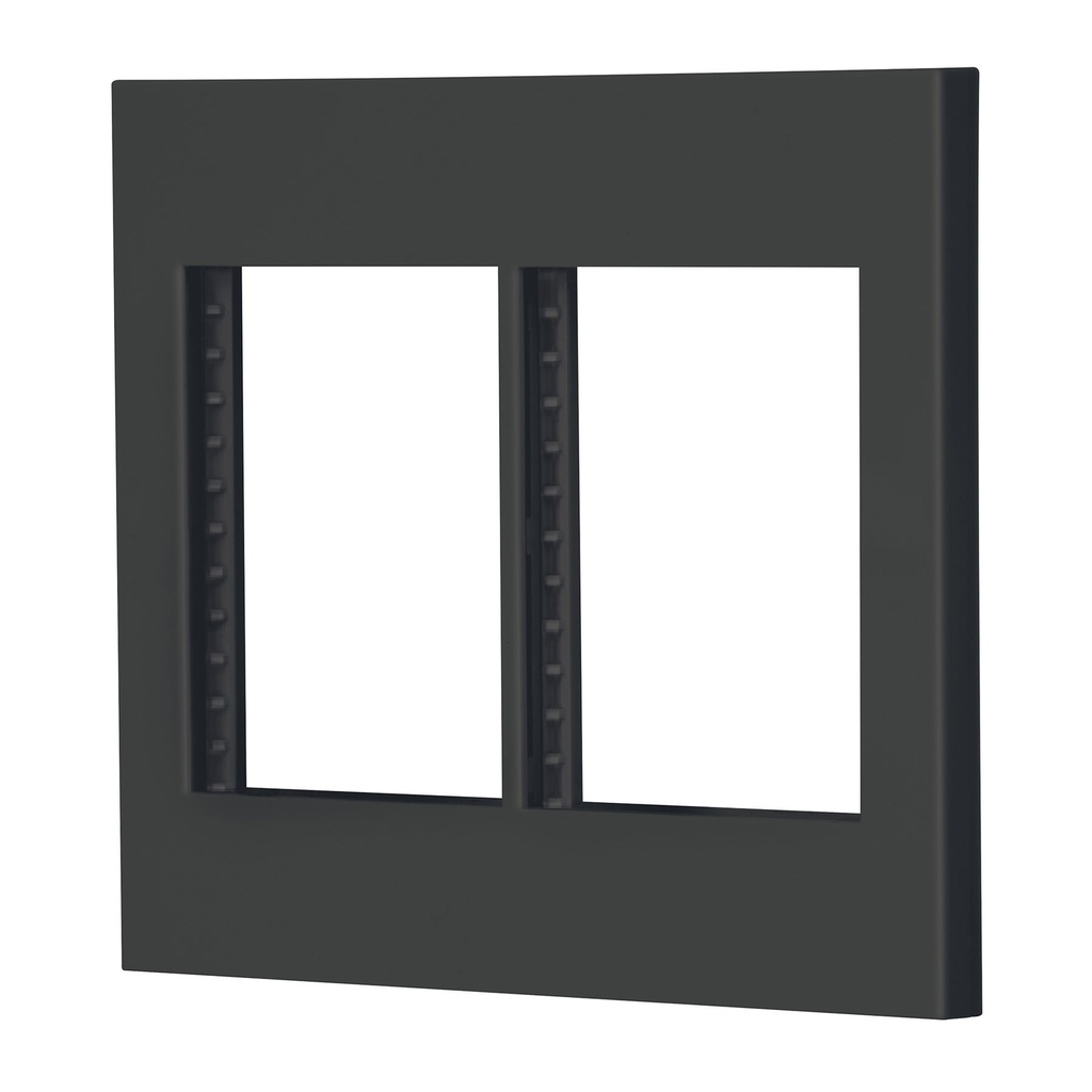 Placa 2 ventanas, 6 módulos, línea Española, color negro PP6M-EN