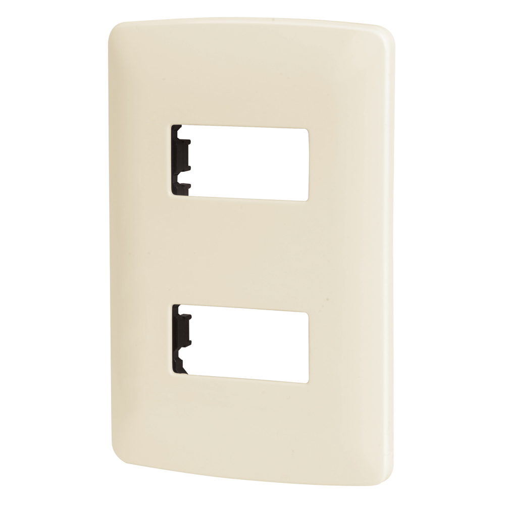 Placa de 2 módulos, marfil, Línea Italiana, VOLTECK PPDO-I