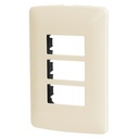 Placa de 3 módulos, marfil, Línea Italiana, VOLTECK PPTR-I