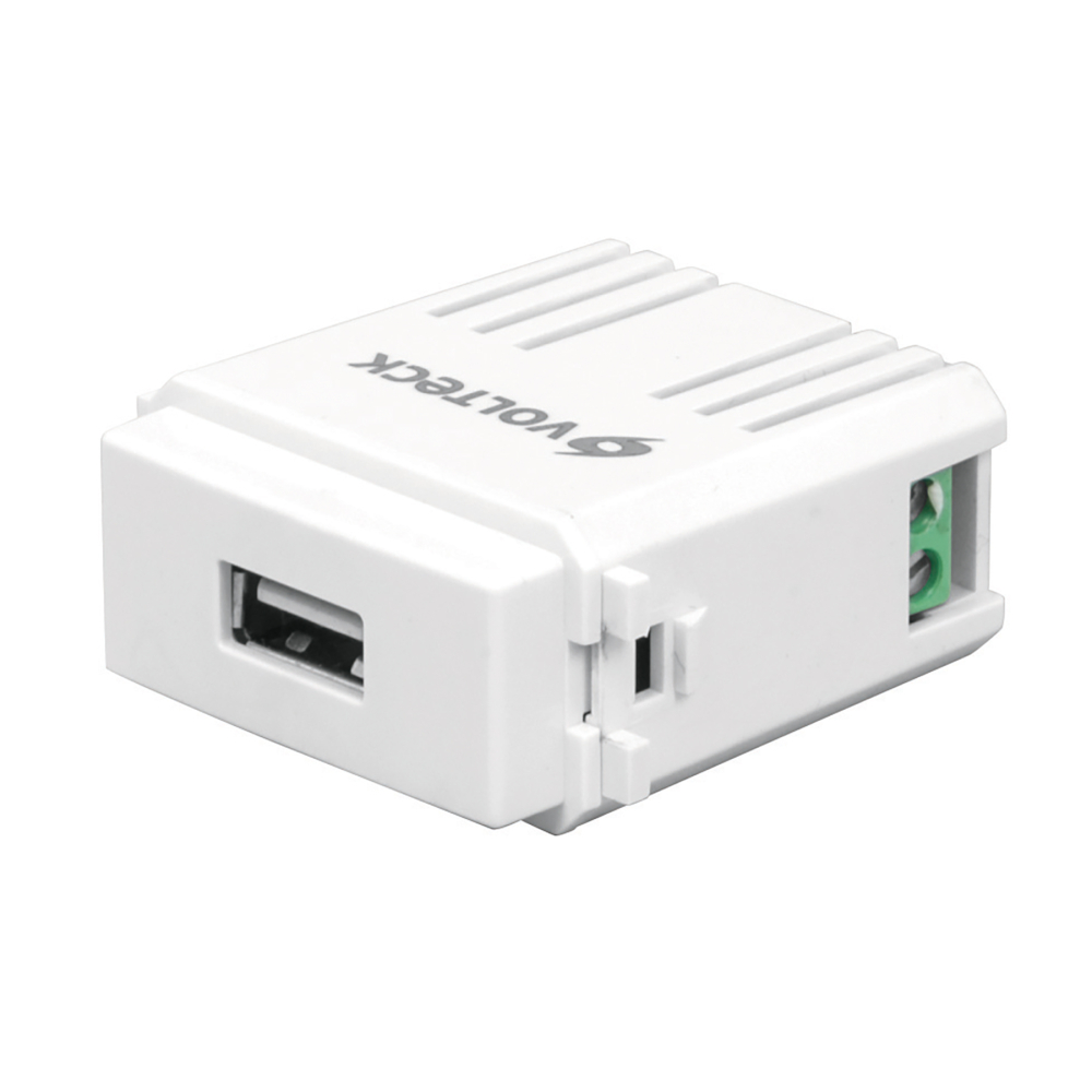 Módulo puerto USB, línea Italiana, color blanco, VOLTECK CUSB-IB