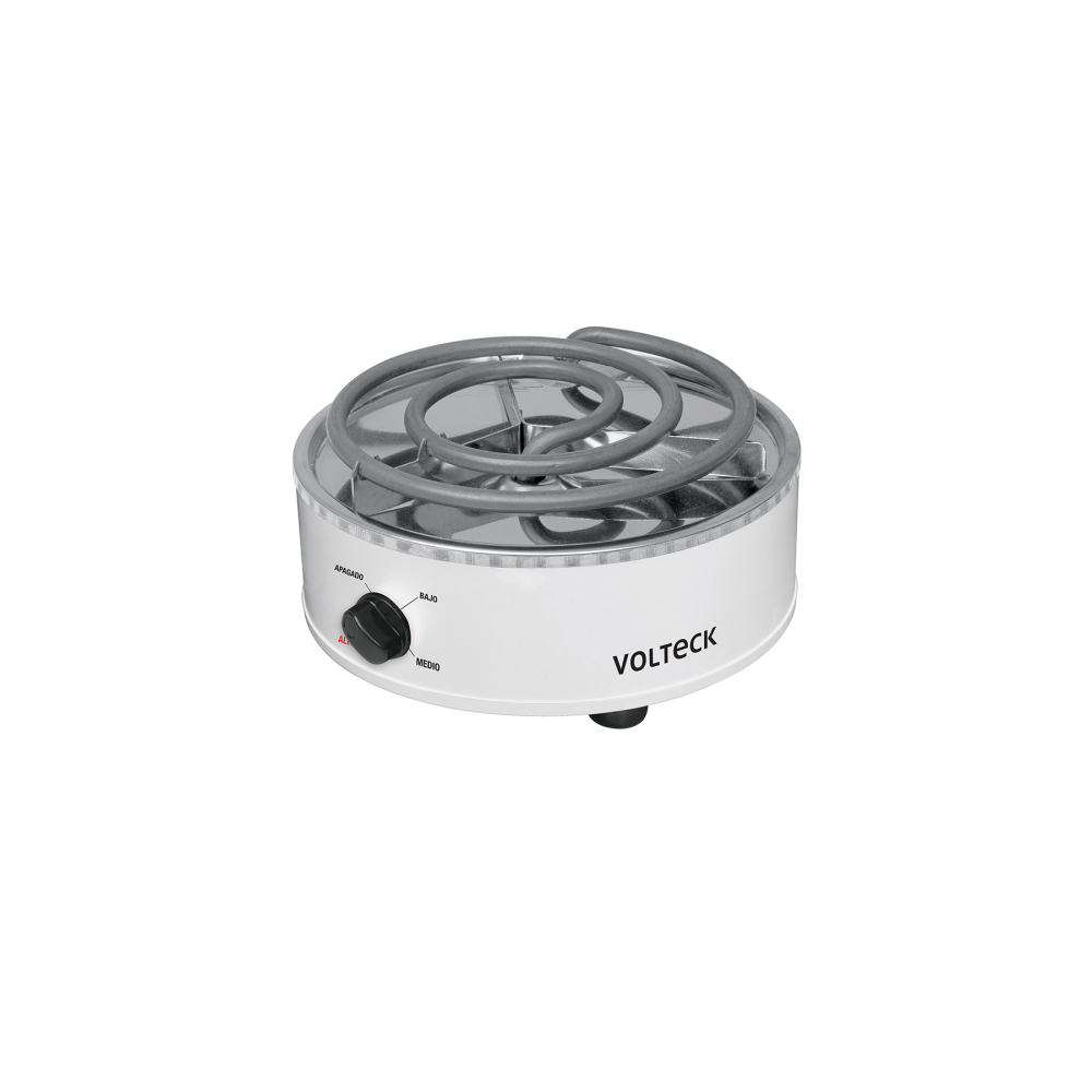 Parrilla eléctrica red. 1 quemador espiral, blanca, VOLTECK PAEL-1R