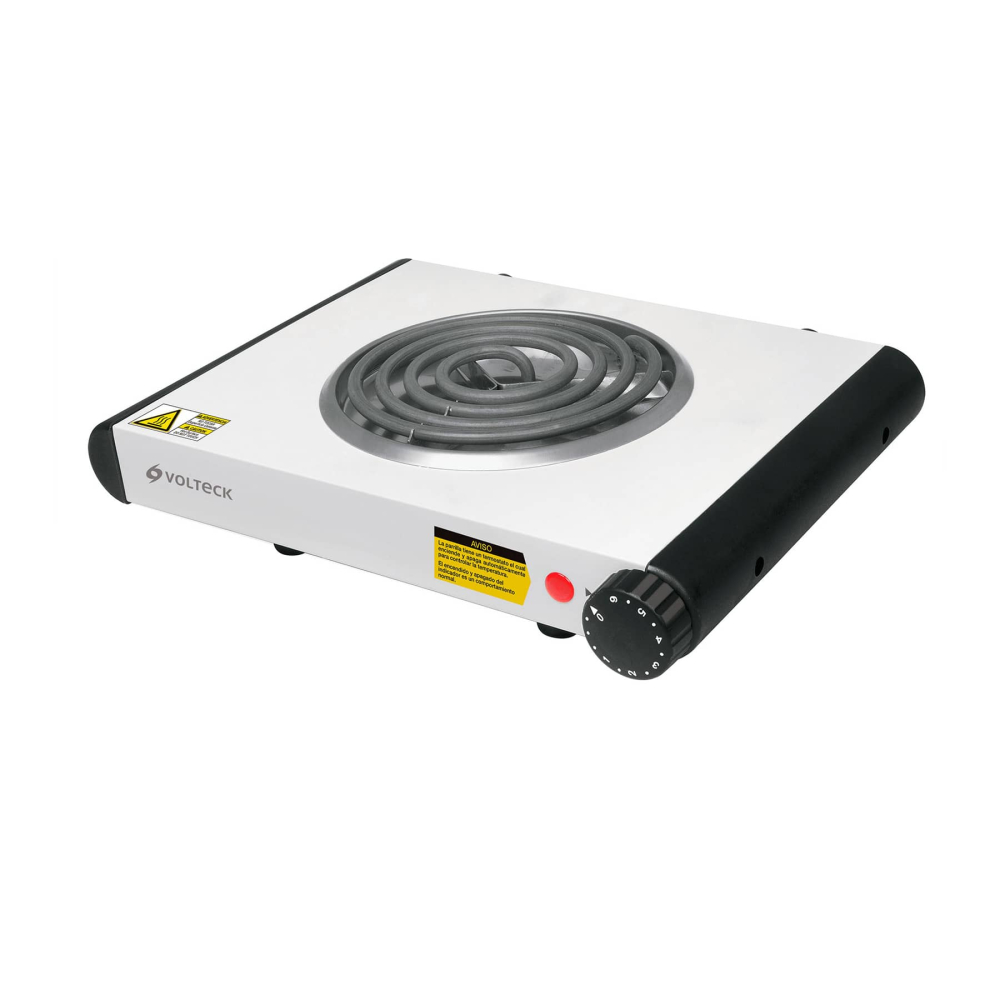 Parrilla eléctrica 1 quemador en espiral, blanca, VOLTECK PAEL-1C