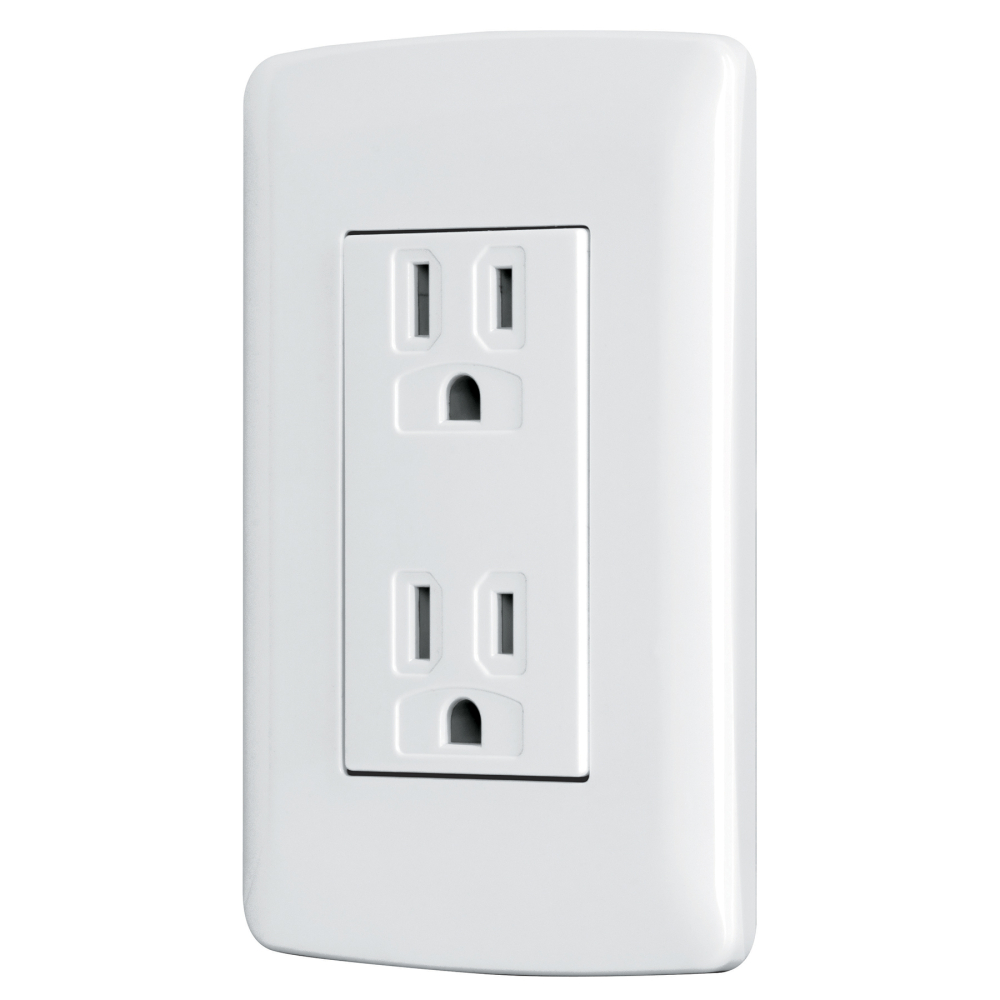 Contacto dúplex aterrizado, color blanco, línea Italiana CODO-IB