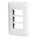 Placa de 3 módulos, blanca, Línea Italiana, VOLTECK PPTR-IB