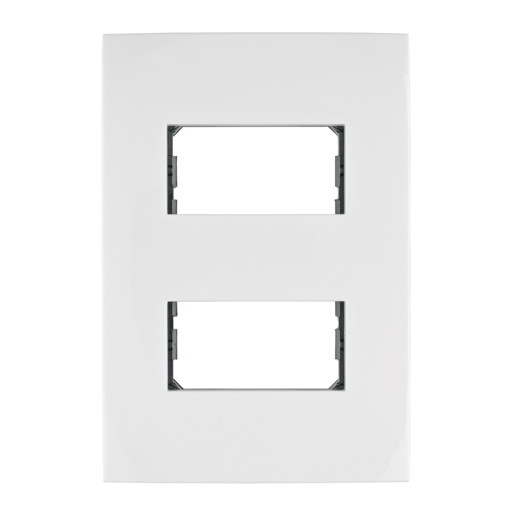 Placa 2 módulos de ABS, línea Oslo, color blanco, VOLTECK PPDO-OB