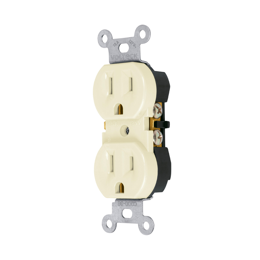 Contacto dúplex, 2 polos 3 hilos, Standard, granel, marfil CODO-SG