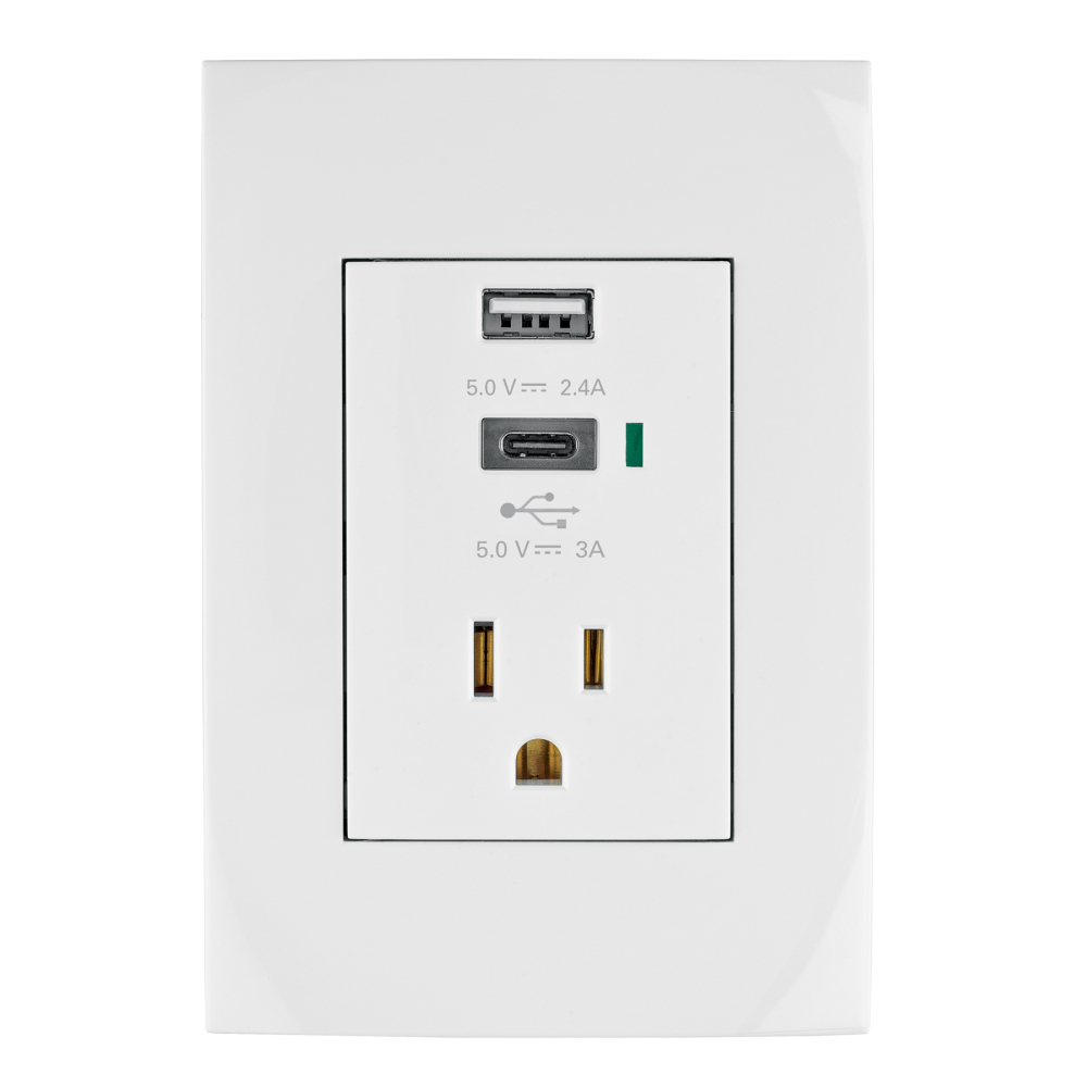 Contacto 2polos + tierra con 2 puertos USB, Oslo, blanco COUSB-OB