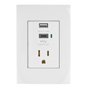 Contacto 2polos + tierra con 2 puertos USB, Oslo, blanco COUSB-OB