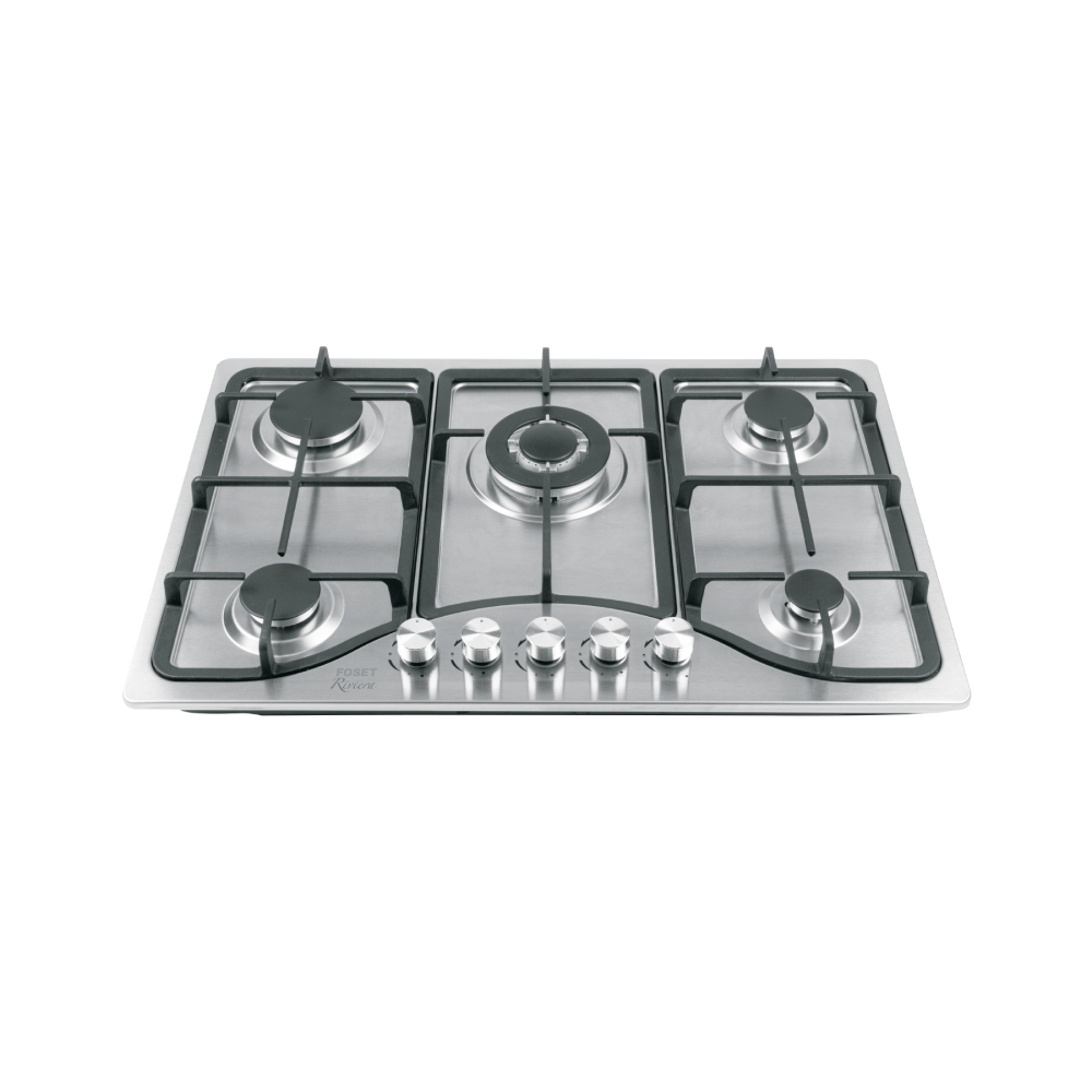Parrilla gas empotrar 76cm, 5 quemadores,inoxidable, RIVIERA PAE-755GA