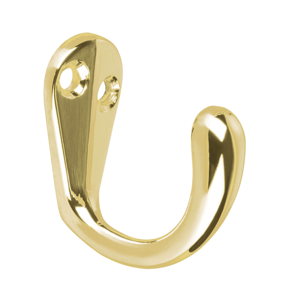 Gancho sencillo tipo perchero, 4 cm, latón brillante, HERMEX PEPU-01