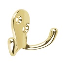 Gancho doble tipo perchero, 7 cm, latón brillante, HERMEX PEPU-21