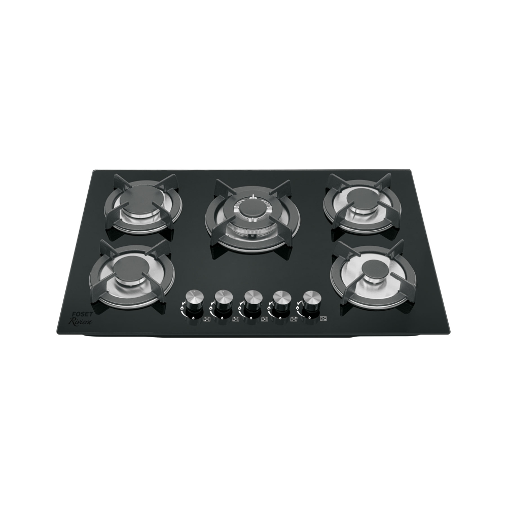 Parrilla gas empotrar 77 cm, 5 quemadores, vidrio, RIVIERA PAE-755GV