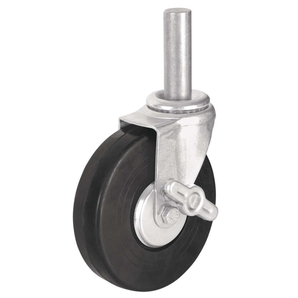 Rodaja hule 6' con espiga sólida y freno, carga 125kg, FIERO RO-1427F