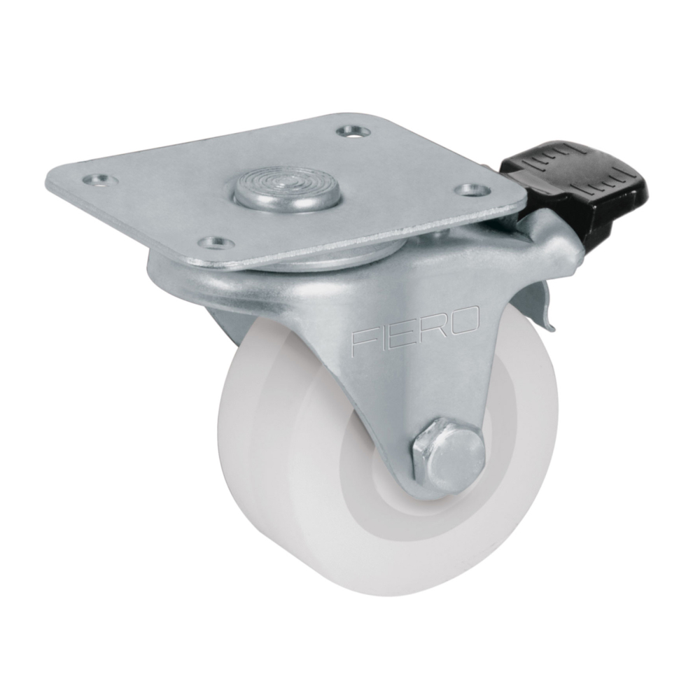 Rodaja de polietileno 2' placa giratoria, con freno, FIERO RO-2210F