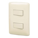 Placa armada 2 interruptores sencillos marfil,línea Italiana PA-APDO-I