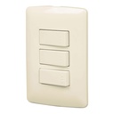 Placa armada 2 interruptores 1escalera,marfil,línea Italiana PA-APTR-EI