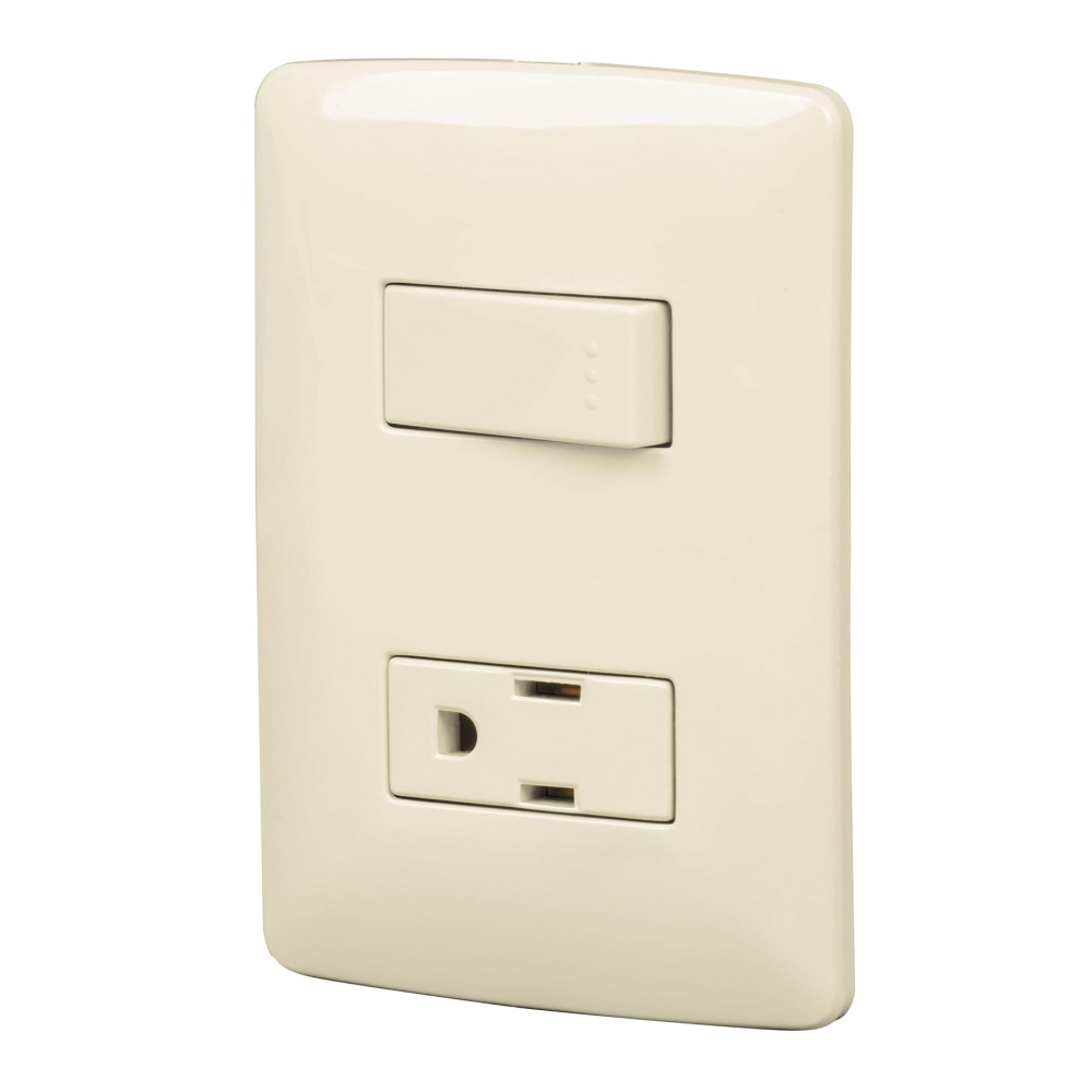 Placa armada contacto e interruptor, marfil, línea Italiana PA-APCO-I