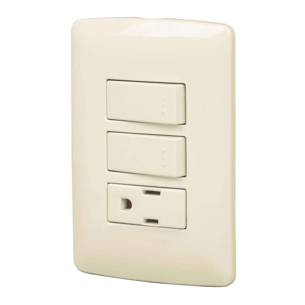 Placa armada contacto 2 interruptores,marfil, línea Italiana PA-APCO-I2