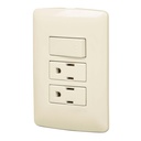 Placa armada 2 contactos e interruptor,marfil,línea Italiana PA-APCO-I3