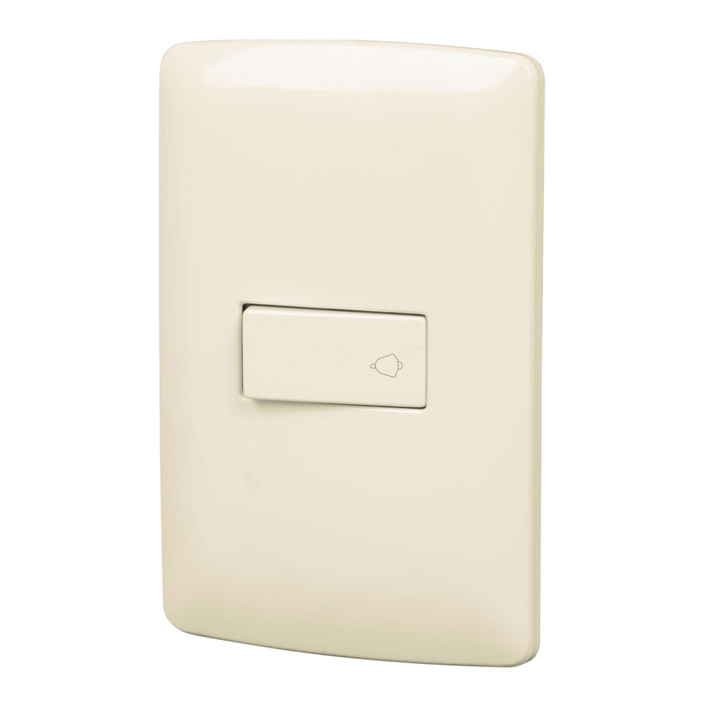 Placa armada con timbre, marfil, línea Italiana, VOLTECK PA-TI-I