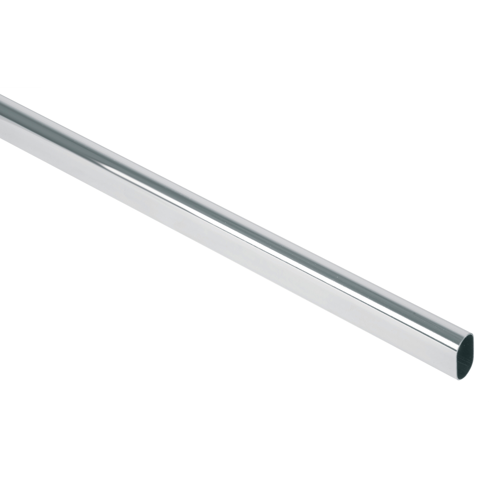Tubo ovalado para clóset, 3.0 m, acero cromado, HERMEX TO-530