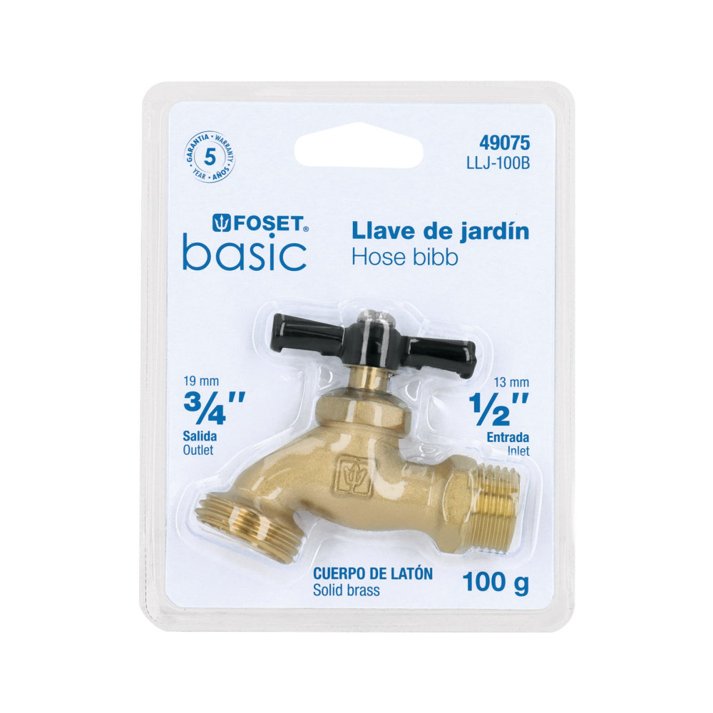 Llave p/manguera, de latón, 100g, 1/2', blíster, BASIC LLJ-100B
