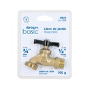 Llave p/manguera, de latón, 100g, 1/2', blíster, BASIC LLJ-100B