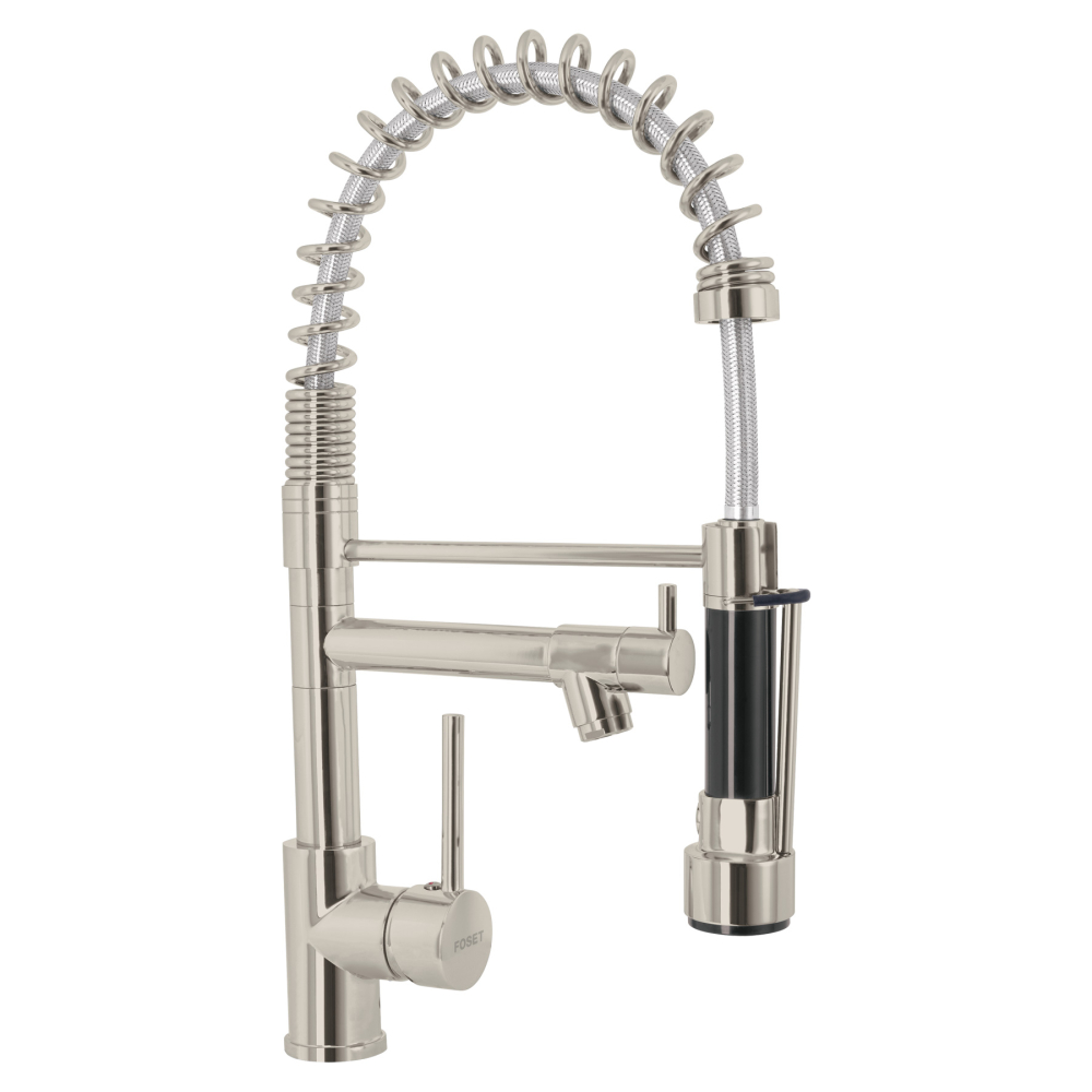 Monomando con doble salida para fregadero, Satín, ELEMENT ELF-84N