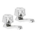 Juego 2 llaves individuales para lavabo, manerales metálicos M-242