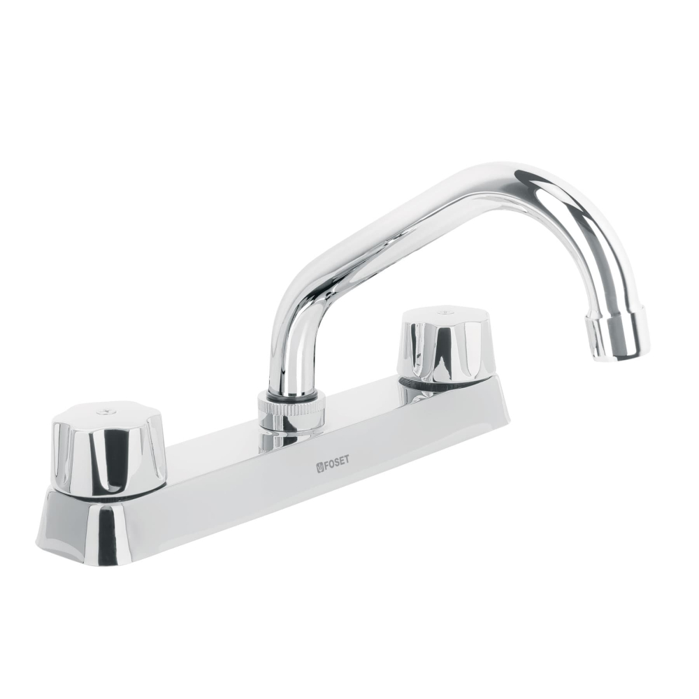 Mezcladora 8' fregadero cromo, cuello corto,hexagonal, BASIC F-317