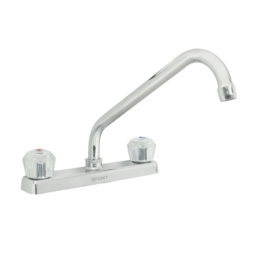 Mezcladora 8' fregadero cromo, cuello largo, acrílico, BASIC F-318A