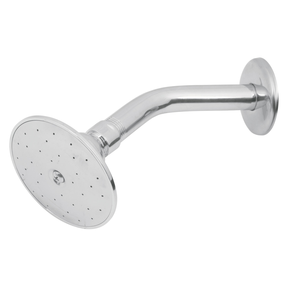 Regadera redonda 3-1/2', metálica, brazo y chapetón, cromo R-504