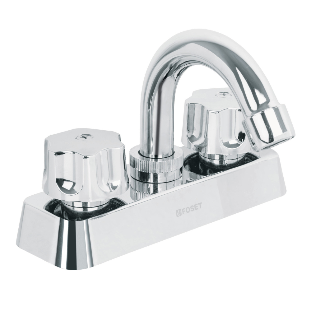 Mezcladora 4' lavabo, ABS, cuello curvo, hexagonal, BASIC MP-050