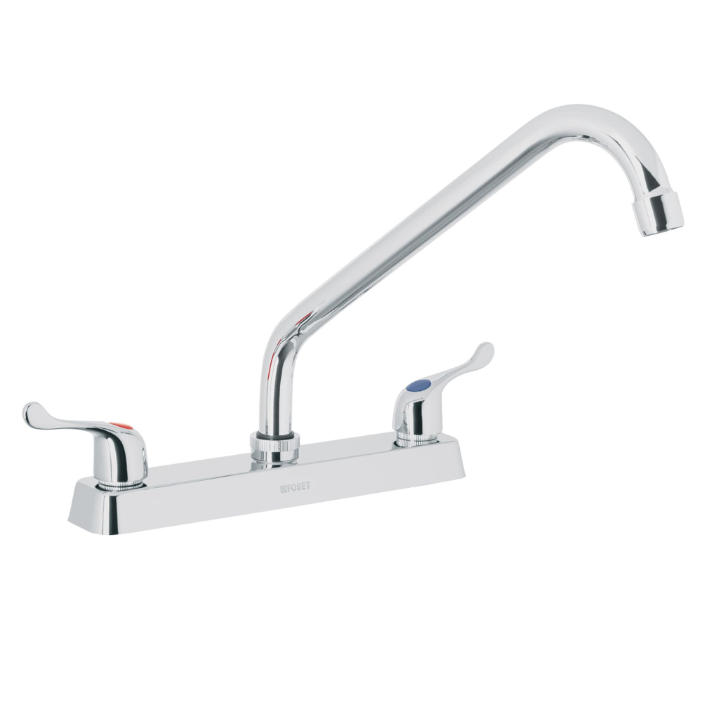 Mezcladora 8' fregadero cromo, cuello largo, palanca, BASIC F-318P