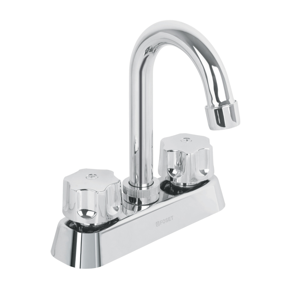 Mezcladora 4' lavabo, ABS, cuello bar, hexagonal, BASIC MP-060