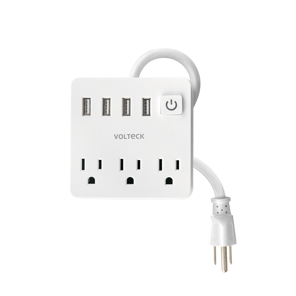 Multicontacto 16 AWG doméstico 3 entradas 4 ptos USB, blanco MUL-3U
