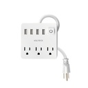 Multicontacto 16 AWG doméstico 3 entradas 4 ptos USB, blanco MUL-3U