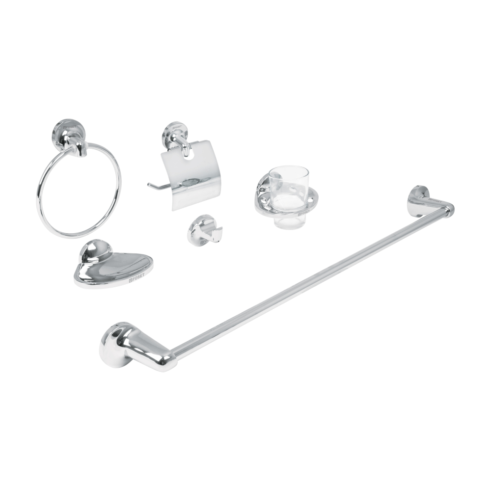 Juego de 6 accesorios para baño metálicos, FOSET AQUA AQA-4000