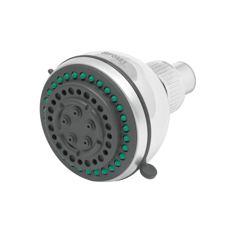Regadera redonda 3-1/4', 5 funciones, sin brazo, FOSET AQUA R-508S