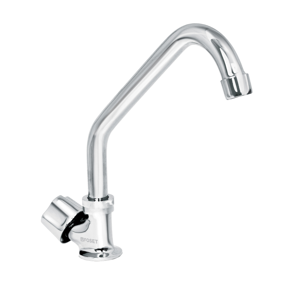 Llave individual fregadero, cuello corto, hexagonal, BASIC F-312