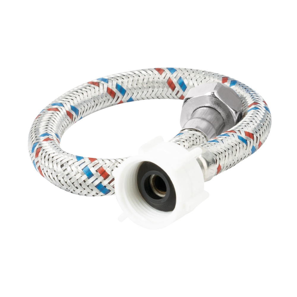 Manguera p/WC, aluminio, 1/2'x7/8', 35cm, plást/metal, BASIC FWC-P35P