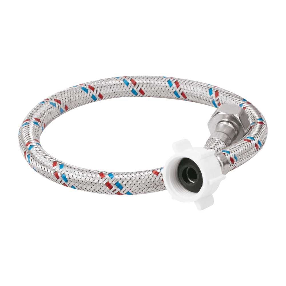 Manguera p/WC, aluminio, 1/2'x7/8', 50cm, plást/metal, BASIC FWC-P50P