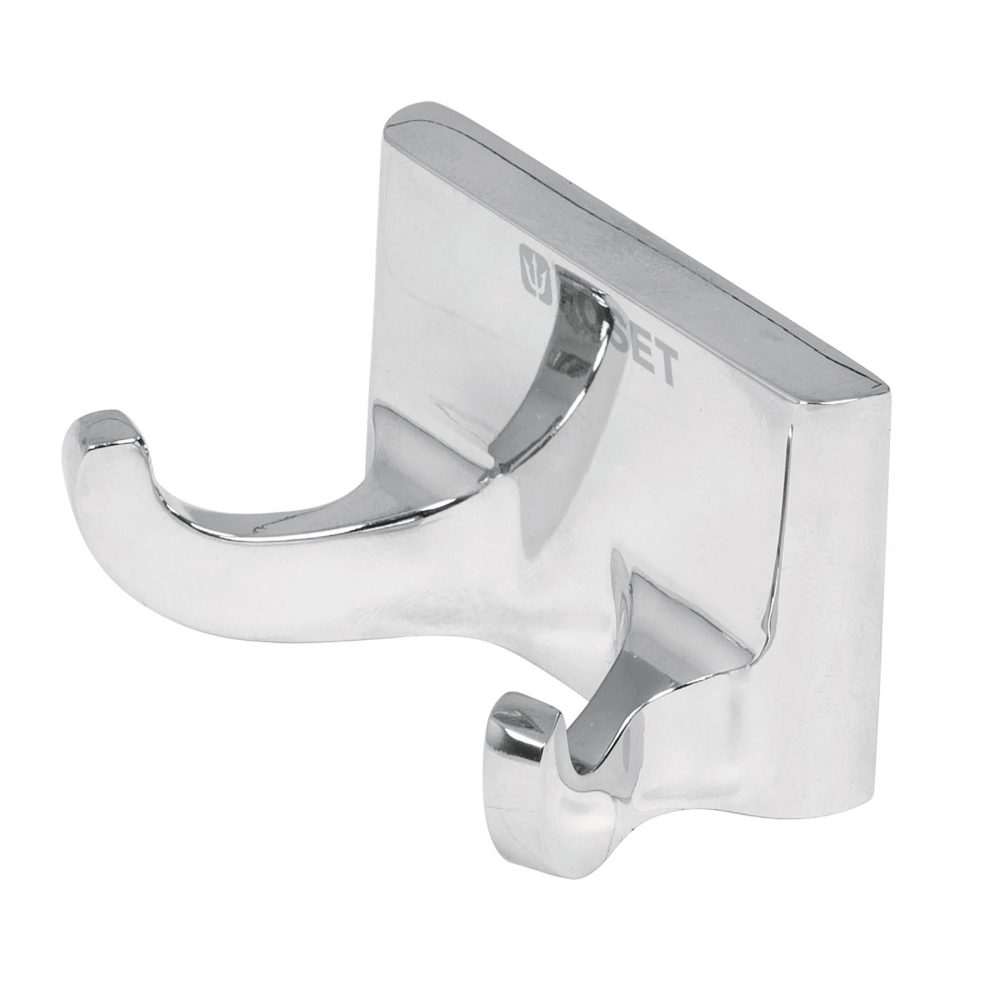 Gancho doble para toallas, metálico, cromo, BASIC A-906