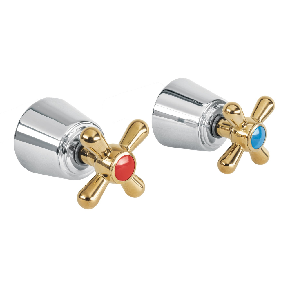 Juego de manerales de cruceta para regadera, cromo oro AQUA AQMR-61G