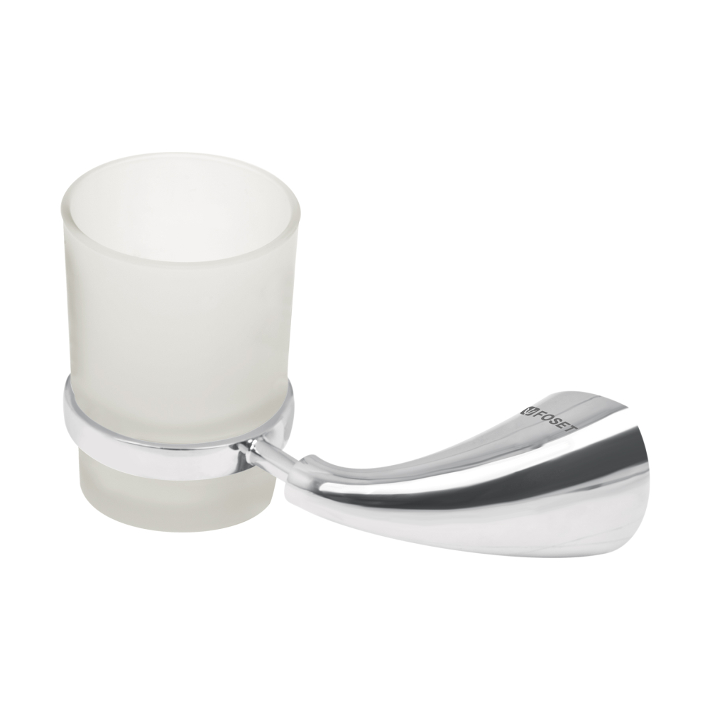 Portavaso cepillero metálico con vaso de vidrio, FOSET AERO AEA-71