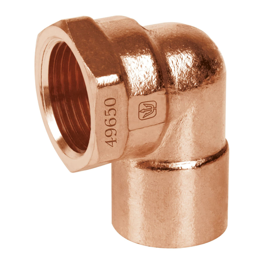 Codo 90° de cobre, rosca interior 1/2', FOSET CC-501
