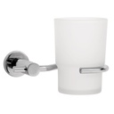 Portavaso cepillero cromo con vaso de vidrio, FOSET ELEMENT ELA-71